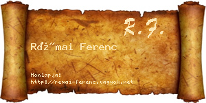 Rémai Ferenc névjegykártya